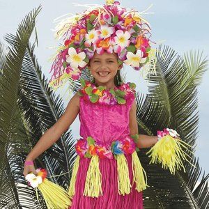 Hawaiian Hula Polynesian Princess Costume - Chasing Fireflies 6  + grass skirt